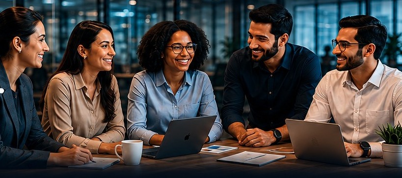 Time de especialistas Kasterweb em reunião